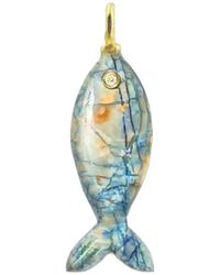 KAMARIA - Mini Fish Gemstone Pendant With Topaz - Lyst