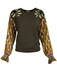 Lalipop Design - Abstract Flower Print Sleeves&embroidery Details Sweatshirt - Lyst