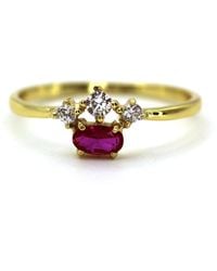 VicStoneNYC Fine Jewelry - Natural Oval Cut Ruby With Natural White Diamonds Yellow Ring - Lyst