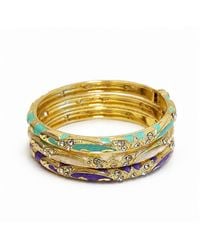 Nuvv Collection - Pastel Enamel Crystal Detail Bangles - Lyst