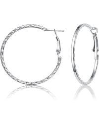 Genevive Jewelry - Rachel Glauber Plated Textured Rope Round Hoop Earrings - Lyst