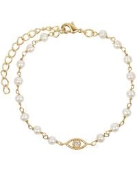 Karma and Luck - Dreamlike Protection Pearl Evil Eye Charm Bracelet - Lyst