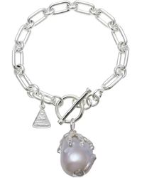 Von Treskow - Alternating Link Belcher Bracelet With Overflow Baroque Pearl - Lyst