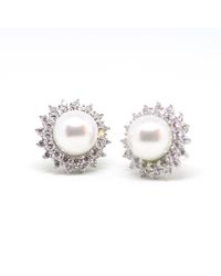 VicStoneNYC Fine Jewelry - 14K Halo Diamond Pearl Earrings - Lyst