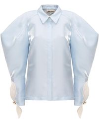 Julia Allert - Romantic Silk Organza Blouse With Balloon Sleeves – Light - Lyst