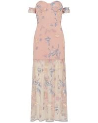 Sour Figs - Floral-Embroidered Bustier Maxi Dress - Lyst
