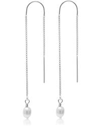 Kiri & Belle - Lola Small Pearl Sterling Chain Threader Earrings - Lyst