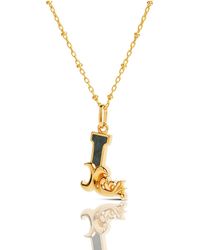 Kasun - Plated L Initial Necklace With Marble - Lyst