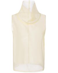 FRONT ROW SHOP - Neutrals Silk Organza Turtleneck Top Butter - Lyst
