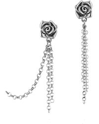 Unaloe - Sterling Asymmetric Rose Chain Drop Earrings – Contemporary Floral Designer Jewelry - Lyst