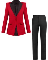 Tia Dorraine - Illusion Classic Tailored Suit, Red & Black - Lyst
