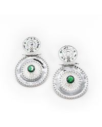 ADIBA - Silver Emerald Green Earrings - Lyst