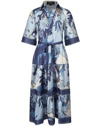 Smart and Joy - Midi Shirt Dress With Artistic Print And Tied Belt - Lyst