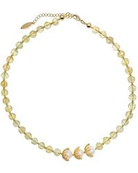 Farra - Citrine With Freshwater Pearls Short Necklace - Lyst