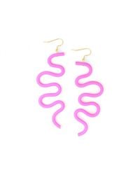 By Chavelli - Small Tube Squiggles Dangly Earrings - Lyst