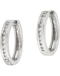 Artisan - Channel Set Diamond Huggies Earrings - Lyst