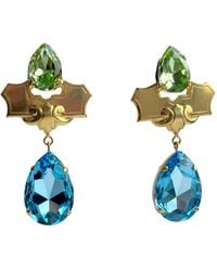 Laura Gray - Large Aqua & Crystal Drop Post Earrings - Lyst