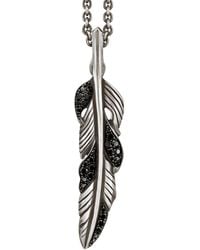 Snake Bones - Feather Pendant With Diamonds - Lyst