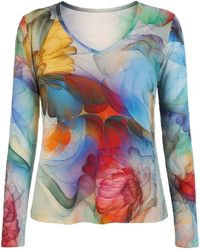 Conquista - Abstract Floral Print Long-Sleeve Top - Lyst
