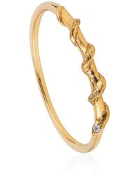 Lee Renee Tiny Snake Ring Diamonds & Gold Vermeil - Metallic