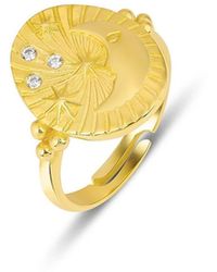 Spero London - Moon Face Embossed Sterling Medal Ring - Lyst