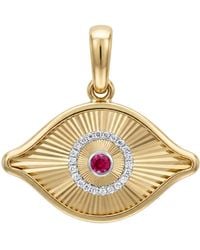 Artisan - 18K & Ruby & Diamond Evil Eye Pendant - Lyst