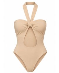 Rive & Rituel - Neutrals Céline Sand Halter Neck Bodysuit - Lyst