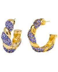 Lavani Jewels - Blue & Gold Plated Paramount Hoops - Lyst