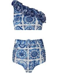 Nur Karaata - Alexis Bleu Blanc Bikini Set - Lyst