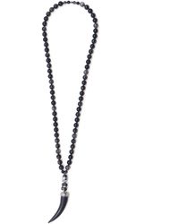 Shar Oke - Obsidian & Horn Pendant Beaded Necklace - Lyst