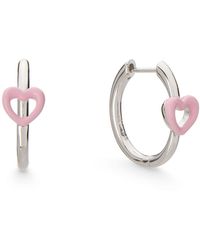 Dolcetto Designs - Cometa Enamel Heart Hoop Earrings - Lyst
