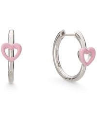 Dolcetto Designs - Cometa Enamel Heart Hoop Earrings - Lyst