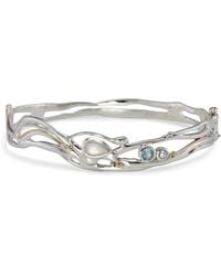 Isla Silver - Organic Moonstone, Topaz & Pearl Bangle - Lyst