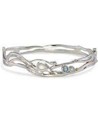 Isla Silver - Organic Moonstone, Topaz & Pearl Bangle - Lyst
