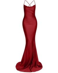 Moda Glam - Jersey Draped Neck Gown- Cabernet - Lyst