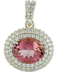 Artisan - Tourmaline & Diamond Halo Pendant - Lyst