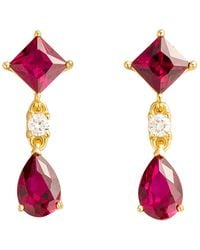 Juvetti - Ori Earrings Set With Ruby & Diamond - Lyst