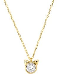 Kylie Harper - Bezel-Set Kitty Cat Diamond Cz Pendant Necklace - Lyst