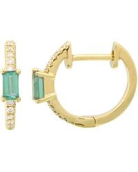 KAMARIA - Emerald & Diamond Huggie Earrings - Lyst