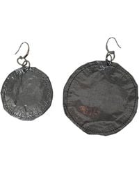 Romer Millinery - Metallic Silk Coin Earings Assymentrical Steel - Lyst