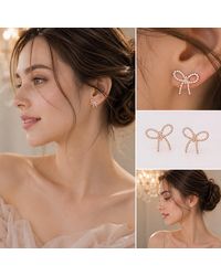 VicStoneNYC Fine Jewelry - Rose Ribbon Stud Earrings - Lyst