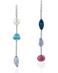 Artisan - Doublet Opal Dangle Earrings White Gold Diamond Multi Stone Jewelry - Lyst