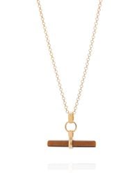 Nellou Jewellery - Tiger Eye T Bar Necklace Plated Sterling - Lyst