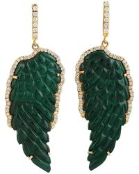 Artisan - Carved Malachite & Diamond Wing Drop Earrings - Lyst