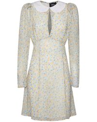 SVETA Milano - Neutrals Seattle Floral Short Dress With Embroidered Collar - Lyst
