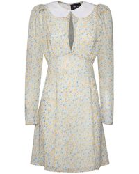 SVETA Milano - Neutrals Seattle Floral Short Dress With Embroidered Collar - Lyst