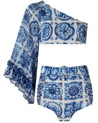 Nur Karaata - Kelly Bleu Blanc Bikini Set - Lyst