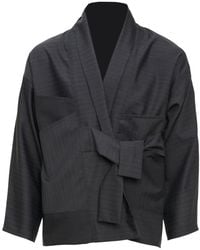 MOE - Graphite Burgundy Stripes Wool Vest Jacket - Lyst
