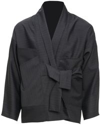 MOE - Graphite Burgundy Stripes Wool Vest Jacket - Lyst