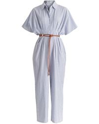 Paisie - Striped Jumpsuit With Waist Pleats - Lyst